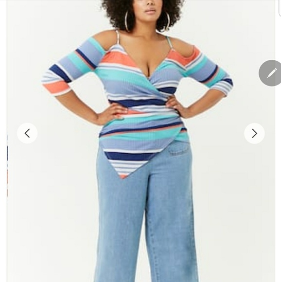 Forever 21 Tops - Forever 21+ assymetrical striped top